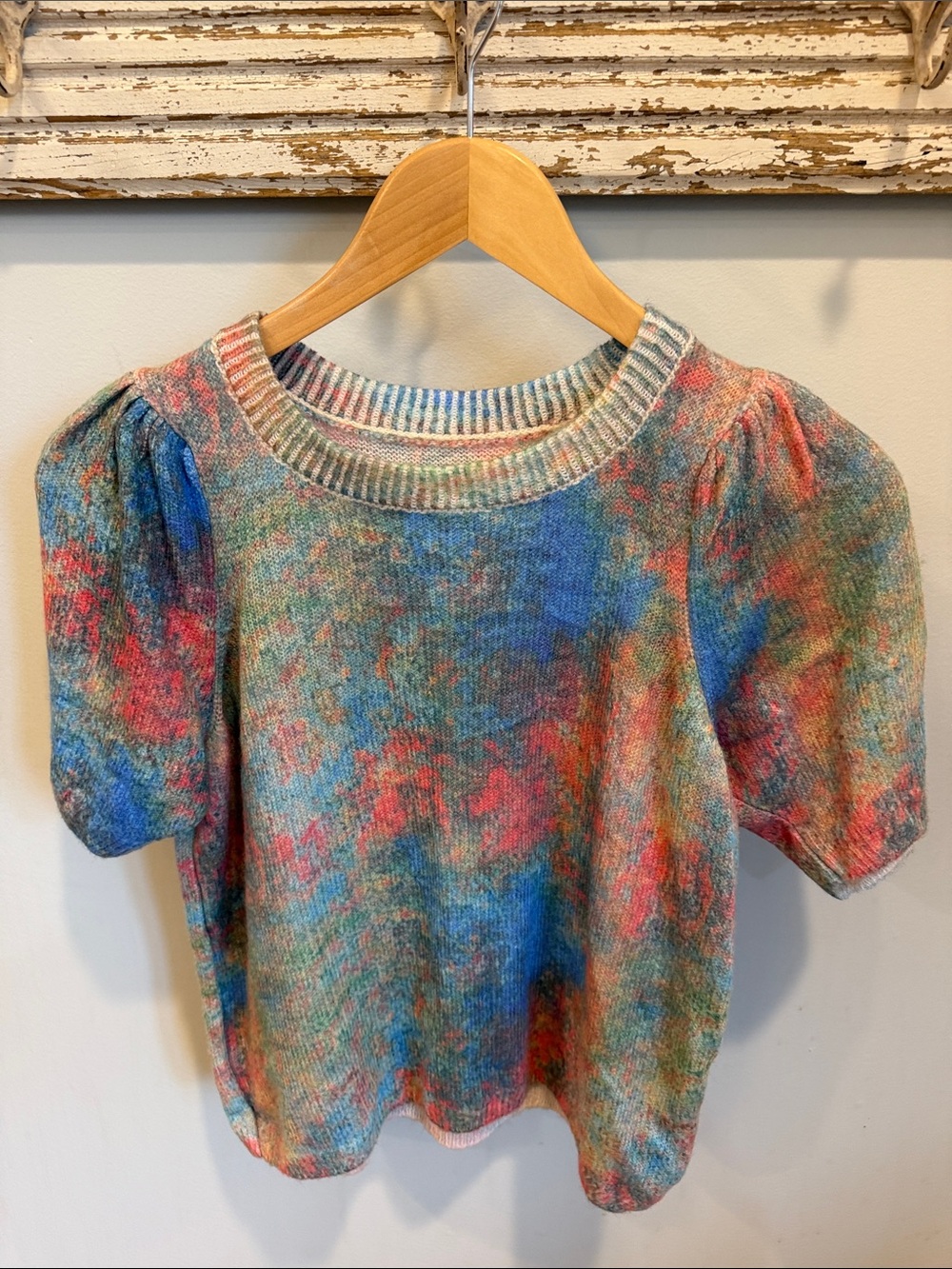 Anthropologie Multicolor Puff Short Sleeve Sweatee Size xxs